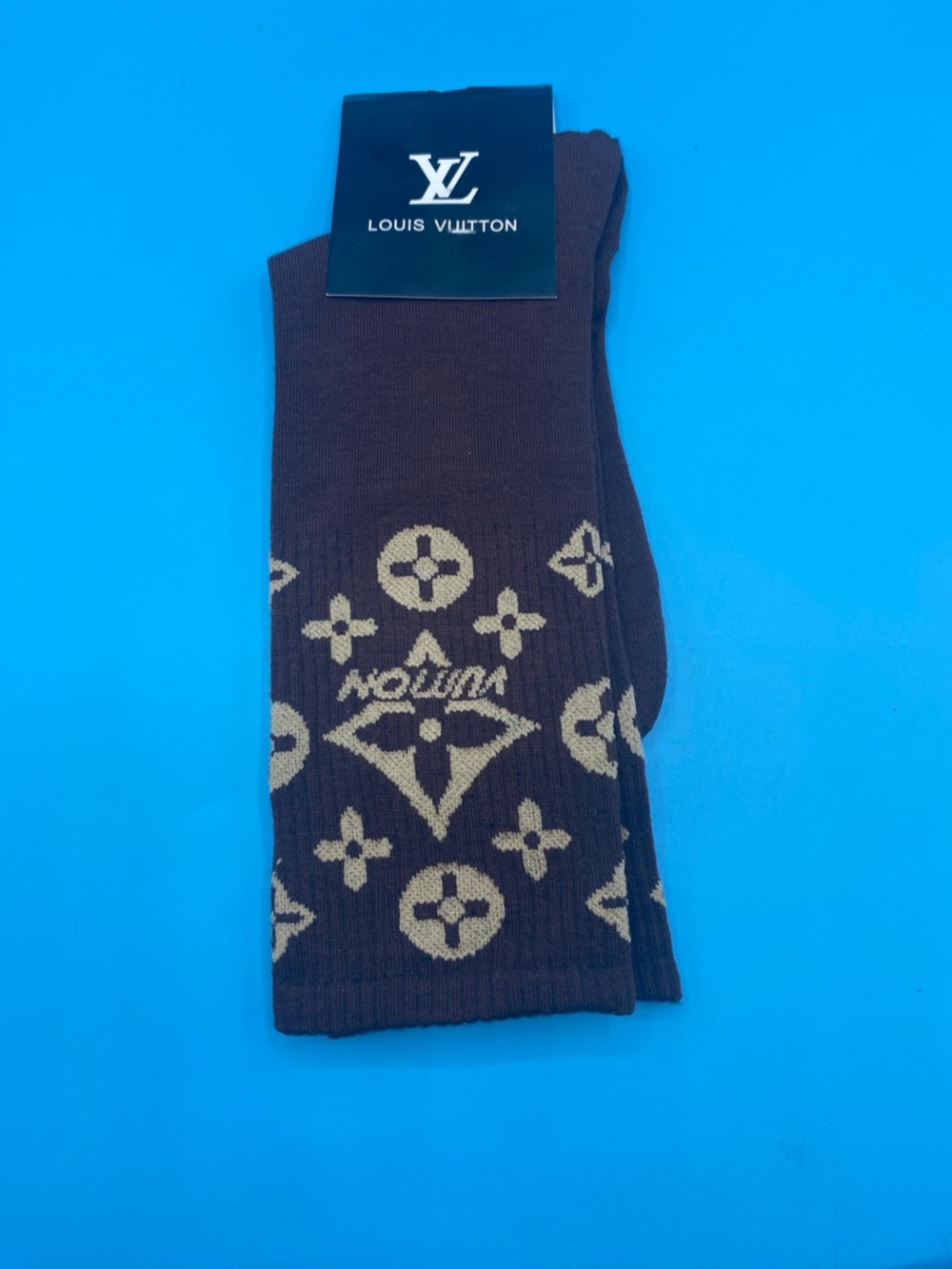 LV Brown‎ and Beige Monogram Crew Socks